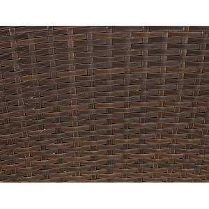 Detailaufnahme des braunen Polyrattan-Geflechts vom Gartensessel Davenport.