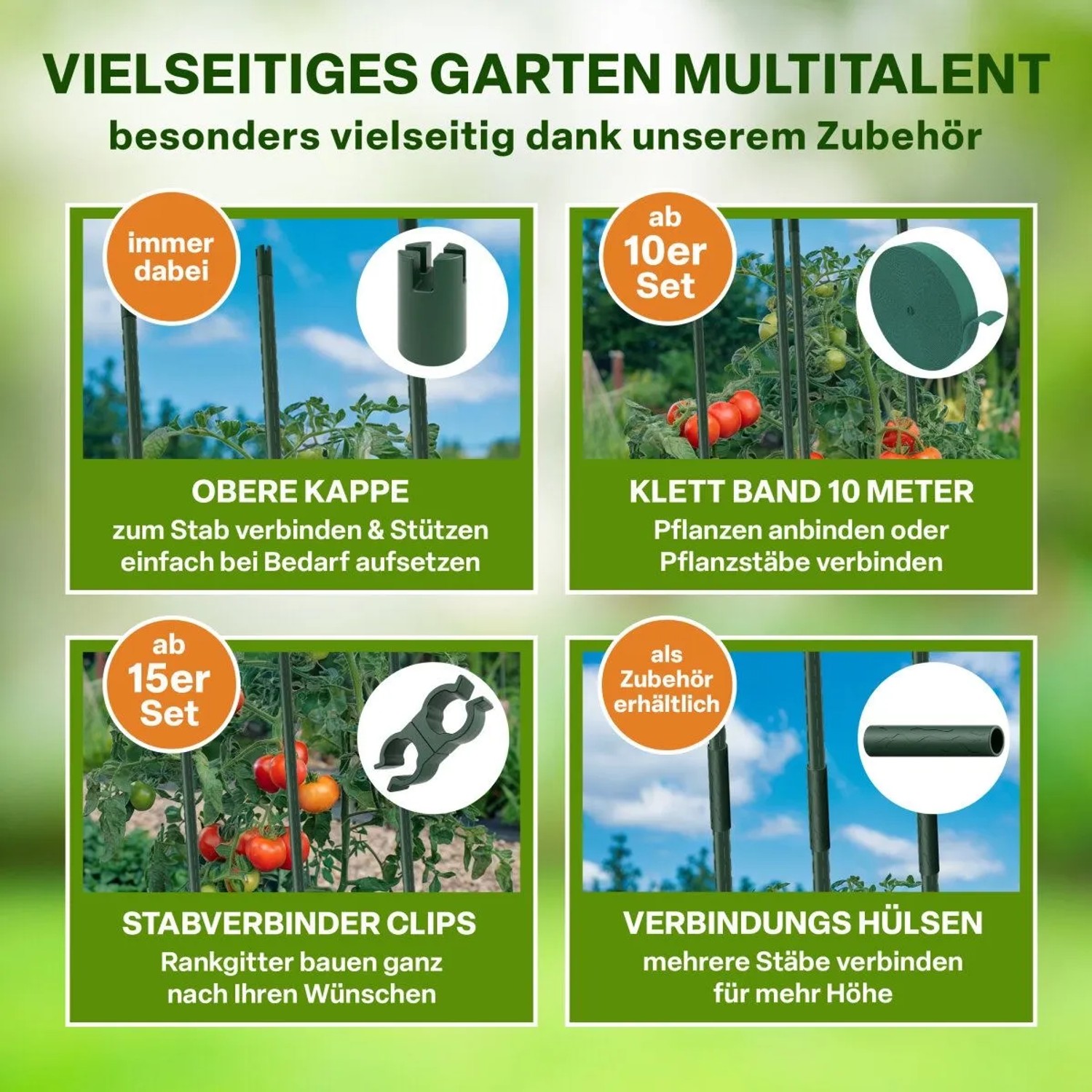 TTL GARDEN Rankstäbe 90cm 11mm 5er Set Kunststoffbeschichtet Grün Pflanzstäbe Rankhilfe Für Tomaten Bohnen Gurken Blumen Gewächshaus_5