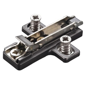 Salice Blitz Kreuzmontageplatte H3, Exzenter, Euroschrauben, Titanium, für Möbelbeschläge.
