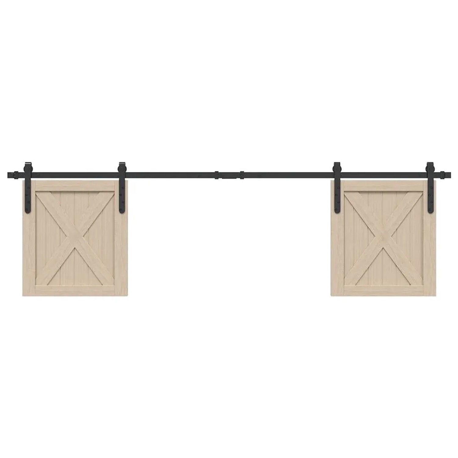 vidaXL Schiebetürbeschlag Set 183cm, Karbonstahl, für Schranktüren