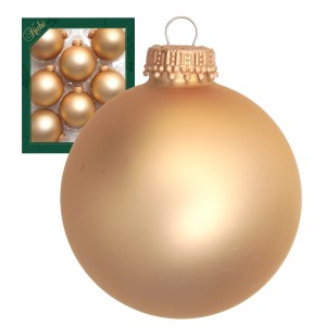 Mattes Gold Weihnachtsornament aus Glas, 7cm, im 8er Set. Ideal für festliche Weihnachtsbaum-Dekoration.