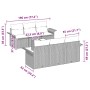 vidaXL Garten-Sofa-Set, 7-teilig, beige Poly Rattan, mit Maßangaben.