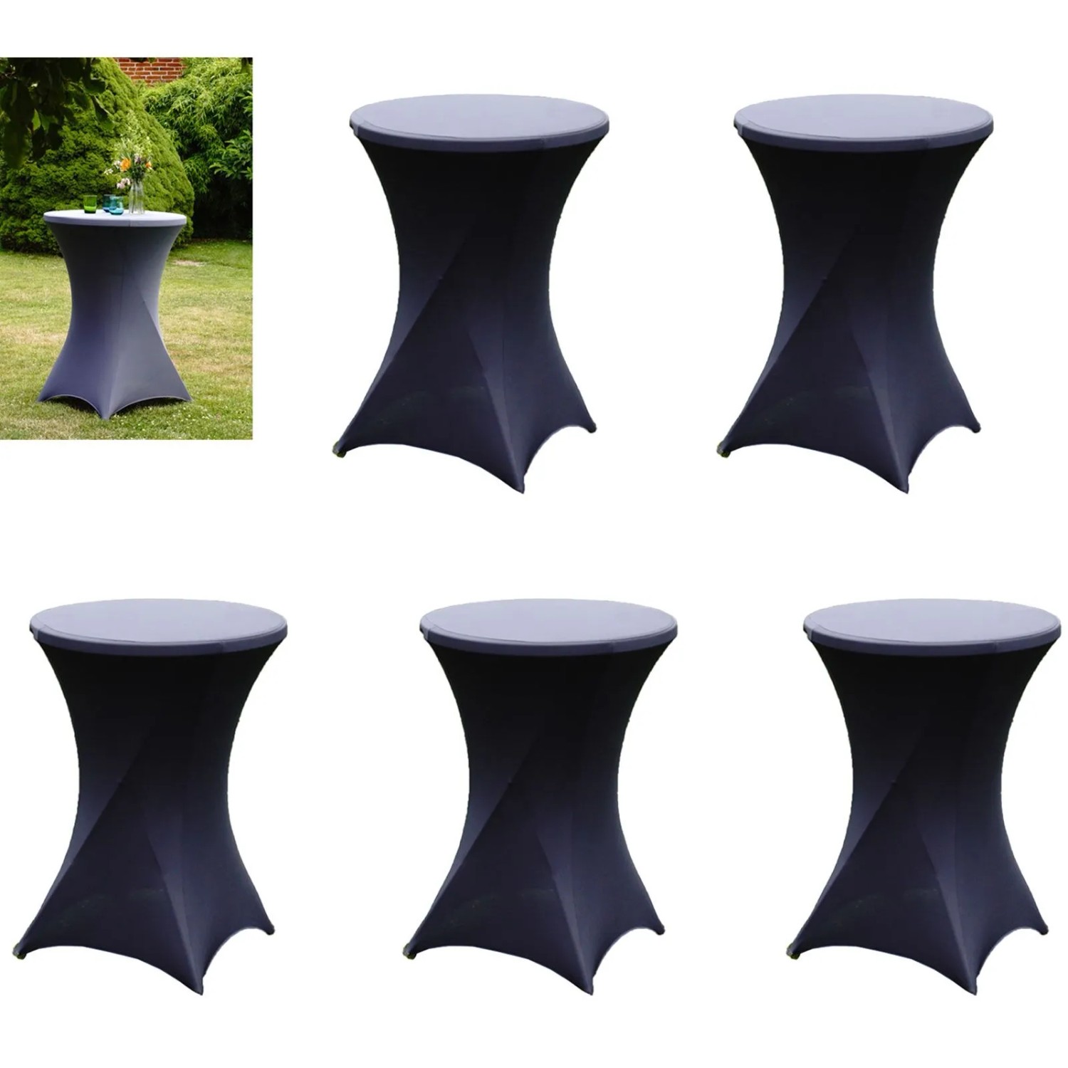 TRUTZHOLM 5er Set Stehtischhusse Durchmesser 60 Bis 80cm Anthrazit