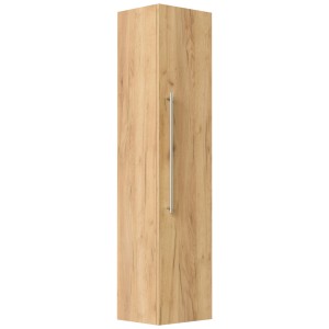 Posseik Hochschrank Levana, Eiche Gold Dekor, Bad-Einbauschrank mit Metallgriff.