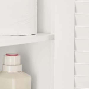 Detailansicht: Weißer SoBuy Waschbeckenunterschrank (60 cm) mit Lamellentüren.