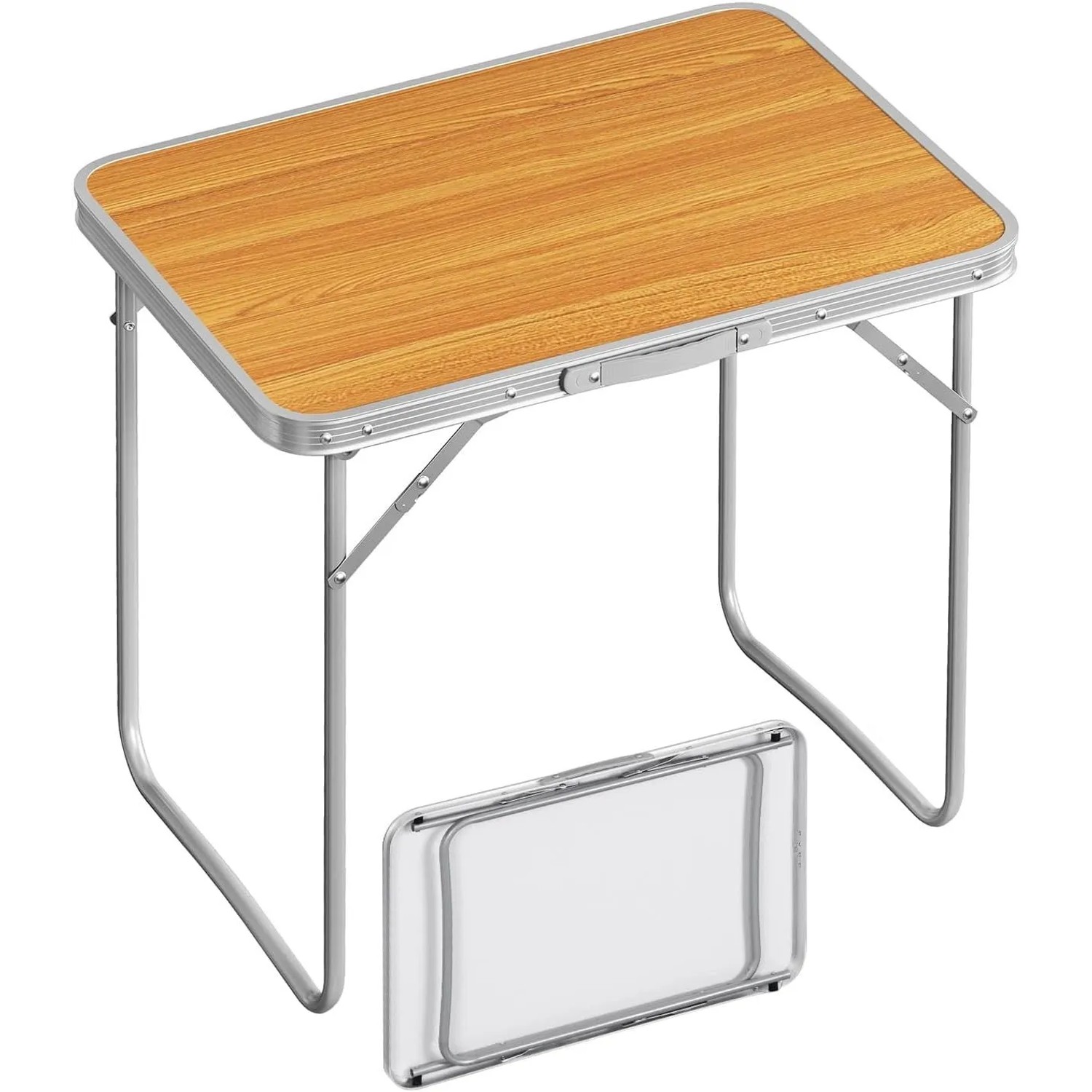 WOLTU Campingtisch Klapptisch mit Griff Zusammenklappbar Alu Eiche