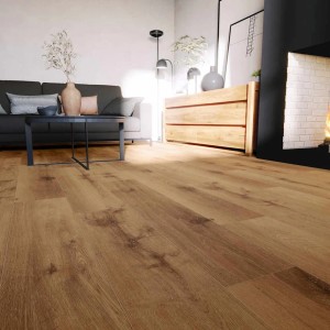Anaturo Rigid-Vinylboden Mio 30 Click Plus Eiche Ravenna im Wohnraum verlegt.