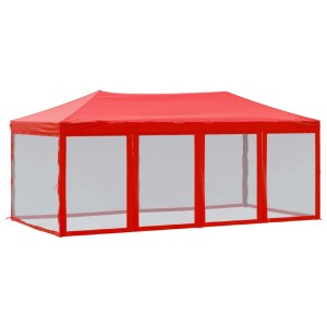 Rotes, faltbares Partyzelt 3x6 m mit Seitenwänden für Gartenpartys & Feste.