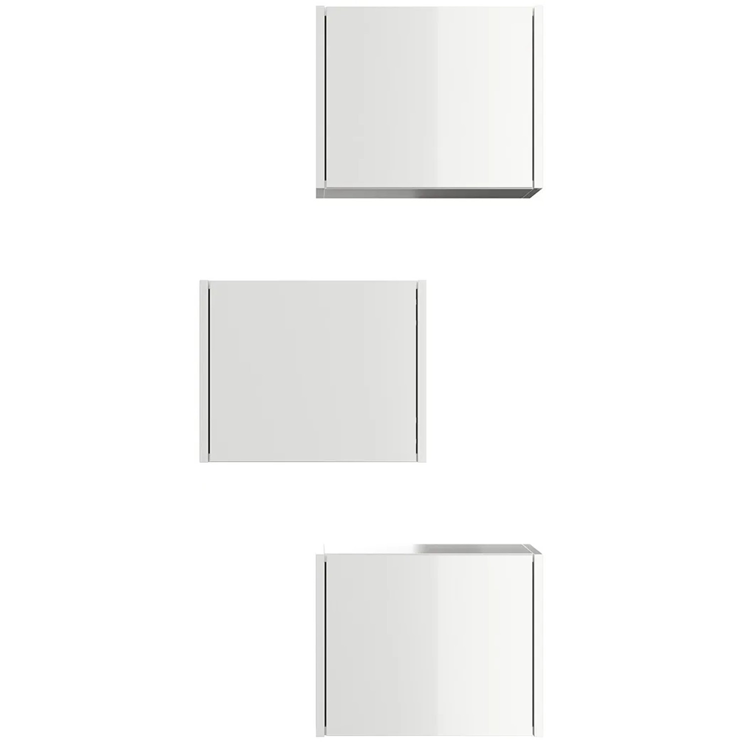 Posseik Badschrank-Set Limes, 3-teilig, weiße Hochglanz-Optik, variable Montage.