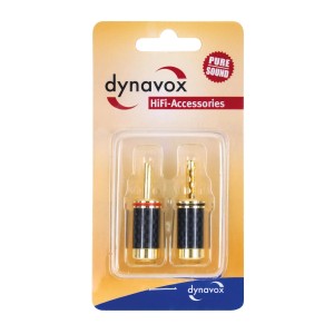 Dynavox Bananenstecker Carbon, 2er-Set (rot/schwarz), vergoldet, für Hi-Fi & Sicherheitstechnik.