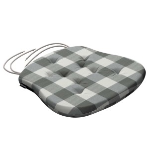 Dekoria Stuhlkissen Peter, weiß-grau kariert, mit Bindebändern, 41x38x3,5 cm.