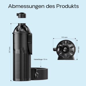 SunSun CUP-609 Aquarium Innenfilter 2000l/h 6W Aquarium Pumpe 9W UVC Klärer