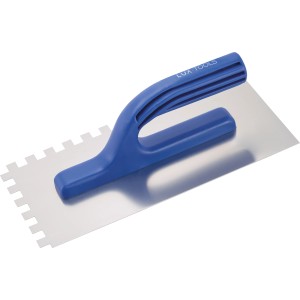 LUX Glättekelle Classic, 270 mm, mit 10x10 mm Zahnung für Fliesenleger- und Putzarbeiten.