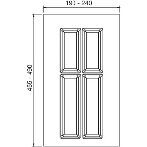 Agoform Besteckeinsatz, kürzbar. Technische Zeichnung mit Maßen 190-240x455-490mm. Besteckkasten für Schubladen.