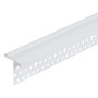 Weißes Protektor Schattenfugenprofil für Trockenbau mit Lochung und 3 mm Abdeckstreifen. Ideal für saubere Abschlusskanten.