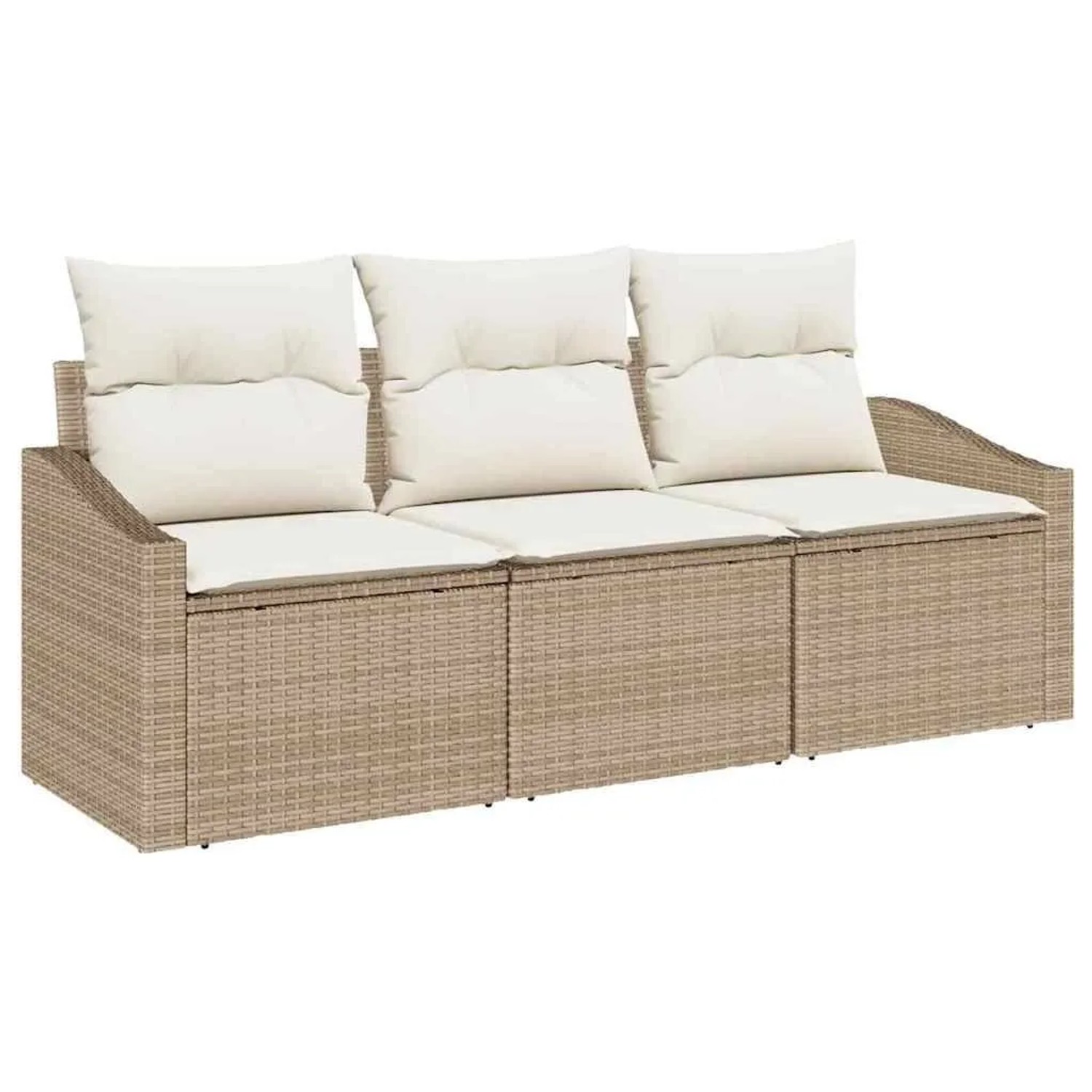 vidaXL Gartensofa-set mit Kissen 3-Tlg Beige und Weiß Poly-Rattan 3355250 günstig online kaufen