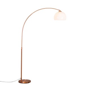 QAZQA Moderne Bogenlampe Kupfer mit Weißem Schirm Arc Basic