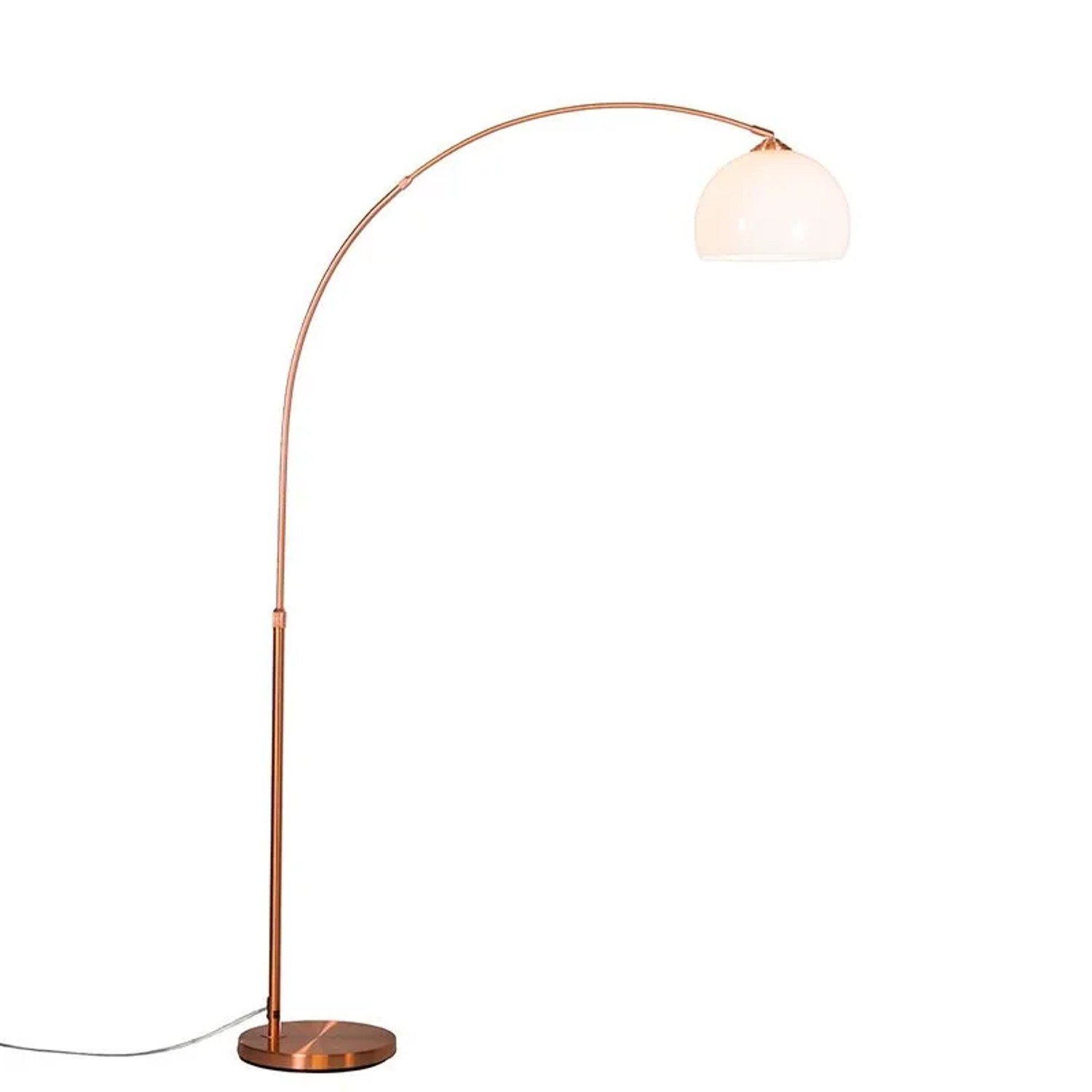 QAZQA Moderne Bogenlampe Kupfer mit Weißem Schirm Arc Basic