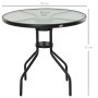 Runder Outsunny Gartentisch mit Glasplatte und Schirmloch (38mm Durchmesser).