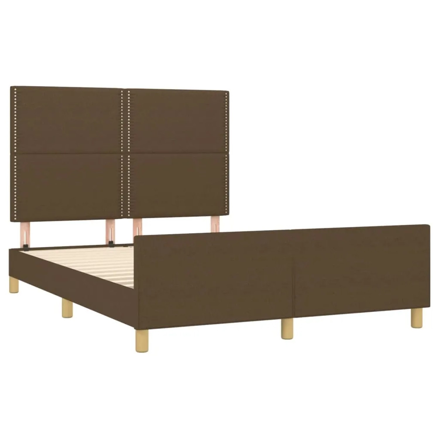 Dunkelbraunes Stoff-Bettgestell 140x200 cm mit Kopfteil für Schlafzimmer