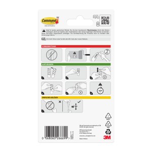 Command Haken-Set, mittelgroß, transparent, 6 Stück. Selbstklebende Klebehaken für Wände.