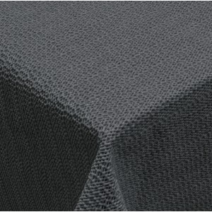 Anthrazitfarbene, runde Garten-Tischdecke (Ø 160 cm) mit Weichschaum-Oberfläche.