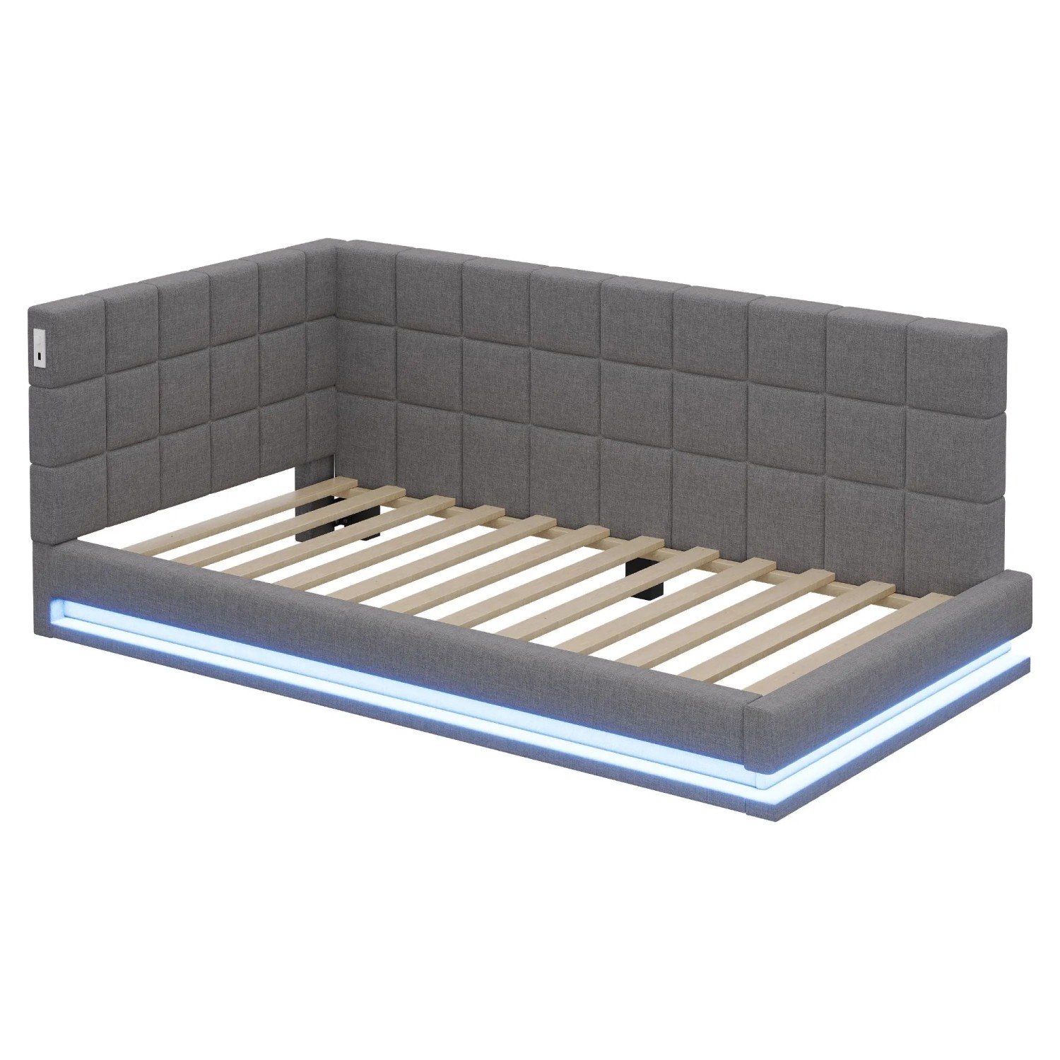 Merax Schlafsofa 90x200cm LED USB Leinen Grau