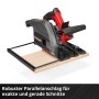 Einhell Akku-Tauchsäge TP-PS 18/165 Li BL Solo mit Parallelanschlag auf Holzplatte.