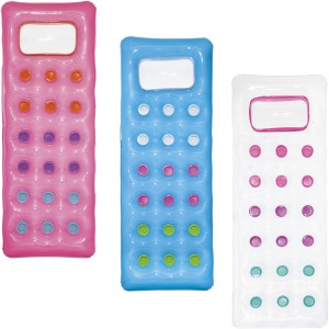 Bestway Luftmatratze, 3-fach sortiert: Aufblasbare Badematratzen in Rosa, Blau und Transparent mit Sichtfenster.