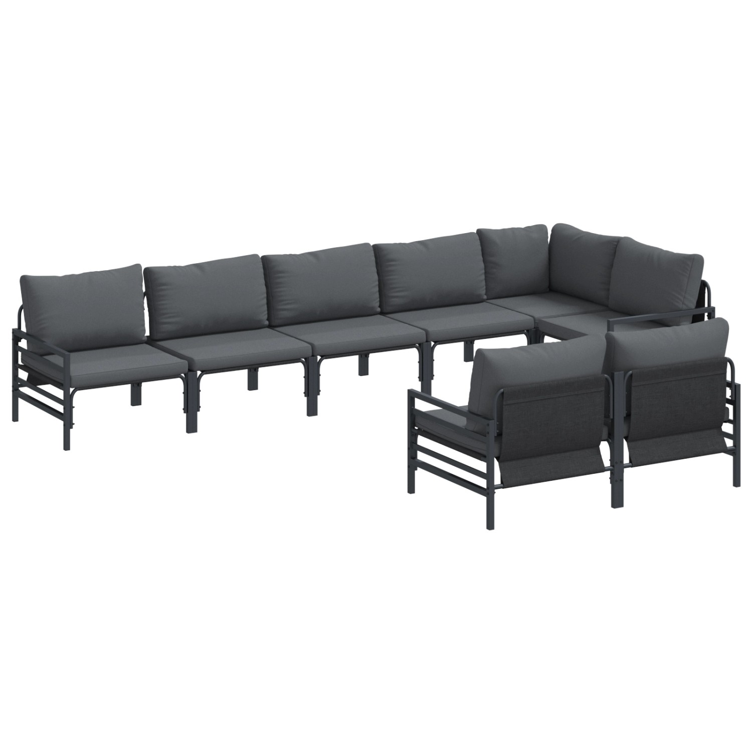 vidaXL Garten-Sofa-Set 8-Tlg Anthrazit Stahl 3379008 günstig online kaufen