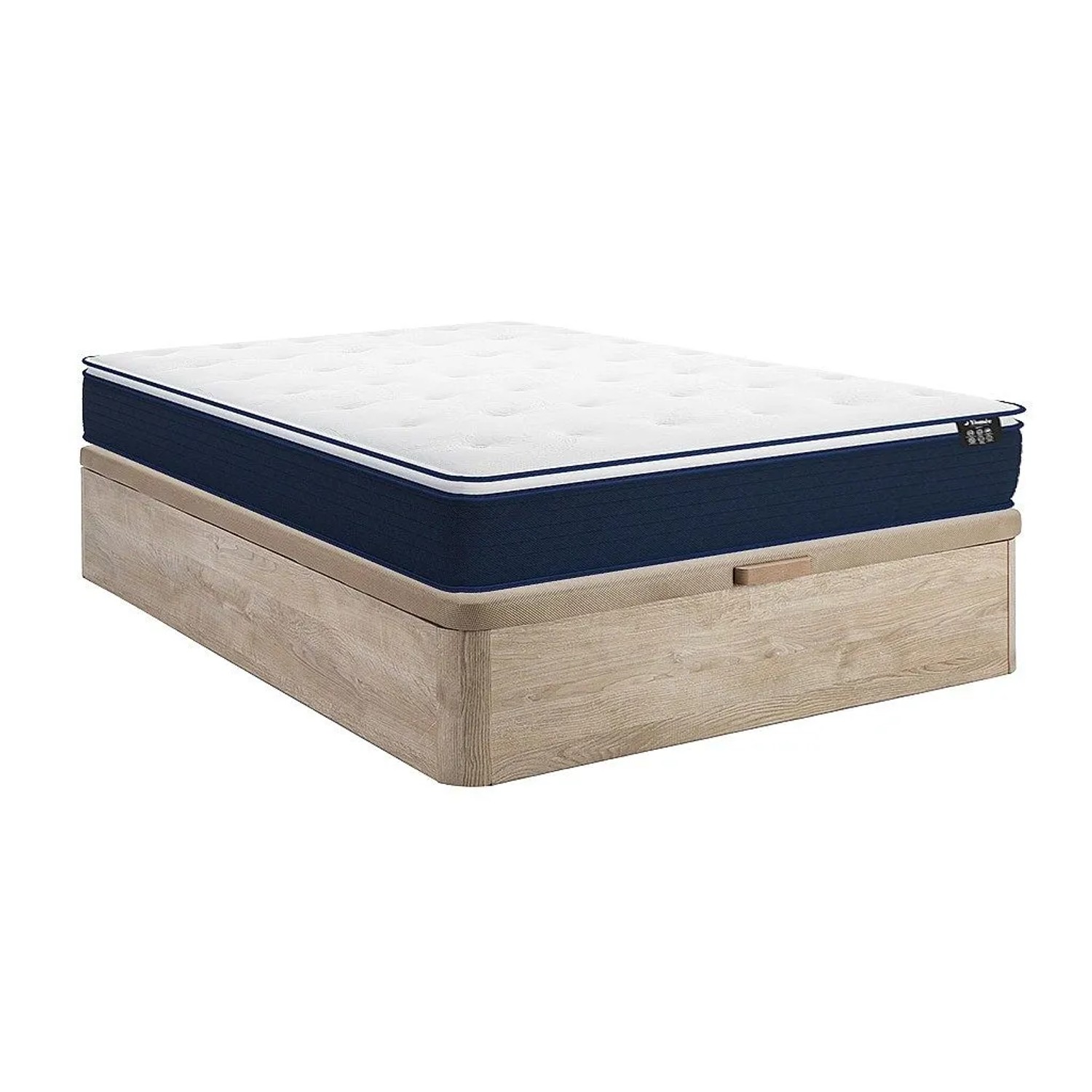 Vente-unique Matratze Und Bettgestell Mit Lattenrost Und Bettkasten Altier Naturfarben Hell 200 cm