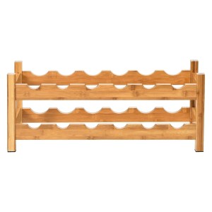 Costway Weinregal Bambus 2 Etagen 12 Flaschen Natur 62 x 24 x 25 cm