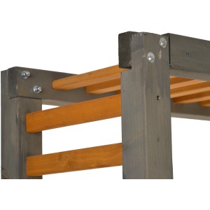 Detailansicht der zweifarbigen Gaspo Pergola Hallein Rankhilfe aus Holz.