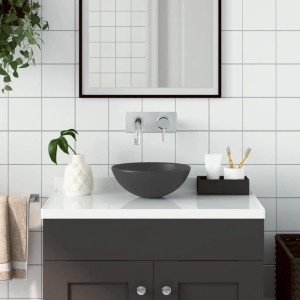 vidaXL Waschbecken Keramik Dunkelgrau Rund 146983