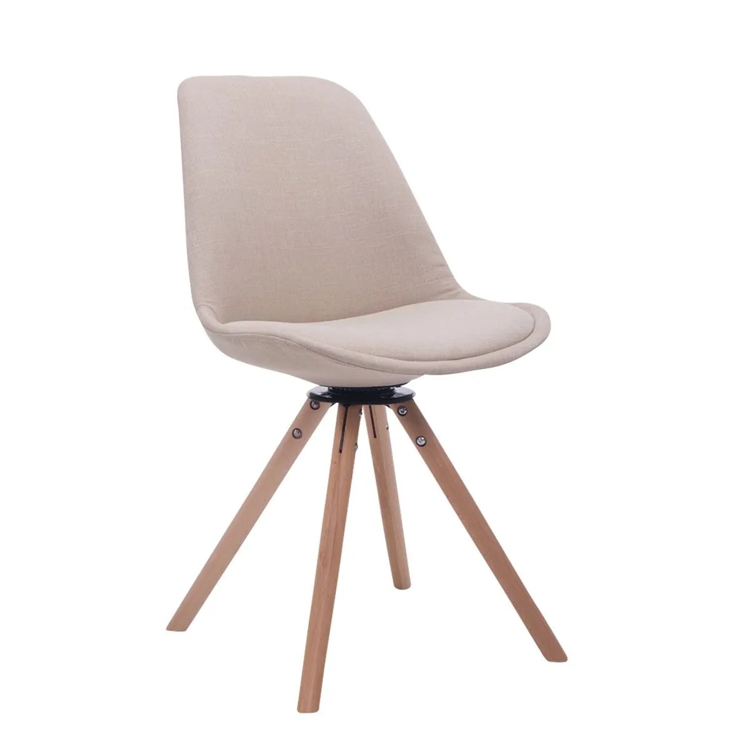 CLP Besucherstuhl Troyes Drehbar Stoff Rund Creme/Natura