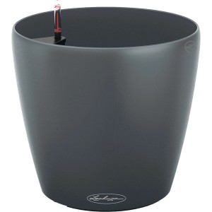 Lechuza Classico Color Eco 21, grauer Pflanztopf Ø 22 cm mit Bewässerungssystem.