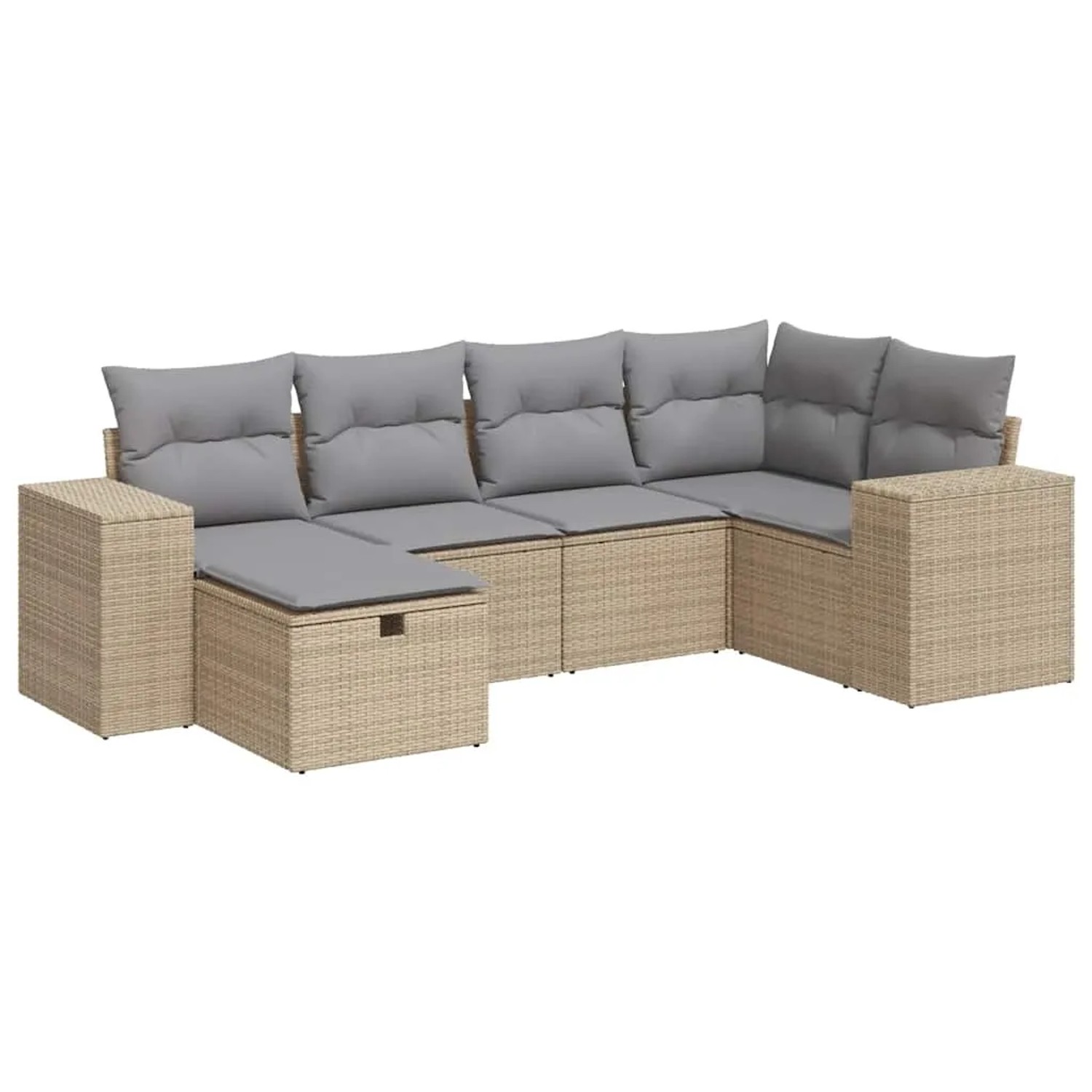 vidaXL 6-Tlg Garten-Sofagarnitur mit Kissen Beige Poly Rattan 3325685 günstig online kaufen