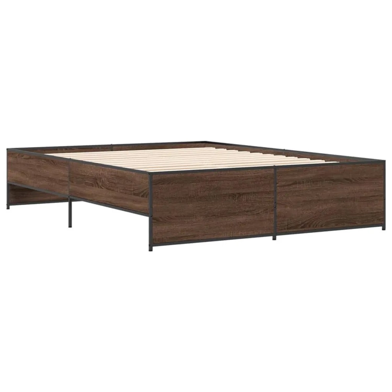 vidaXL Bettgestell Braun Eichen-Optik 160x200 cm Holzwerkstoff Metall 32798 günstig online kaufen