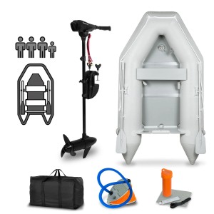 EBERTH Schlauchboot mit Motor, Zubehör wie Paddel, Pumpe und Tragetasche. Führerscheinfrei.