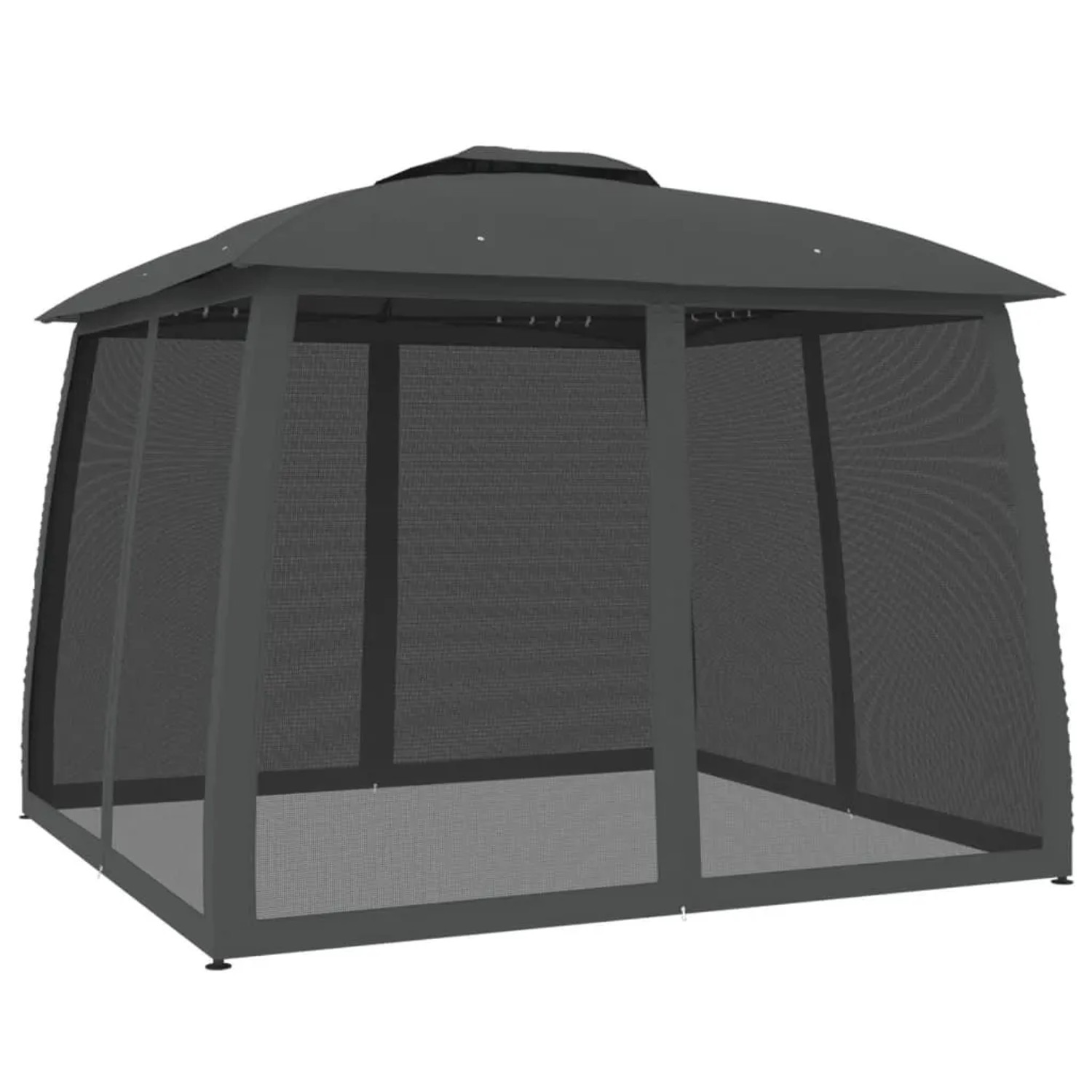 vidaXL Pavillon mit Doppeldach & Netzwänden Anthrazit 2,93x2,93m Stahl 368449