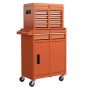 Oranger Costway Werkstattwagen 2-in-1 mit abnehmbarem Koffer, vielen Schubladen und Rollen, 100 kg Tragkraft.