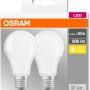 2er Set Osram LED E27 Leuchtmittel in Glühlampenform, 8,5W, warmweiß.