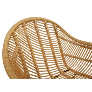 Detailansicht: Naturfarbener MCW Esszimmerstuhl M28 aus Rattan, 6er-Set Polsterstuhl.