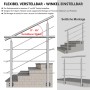 AICA 304 Edelstahl Treppengeländer Set Seitenmontage 200 cm Länge 3 Querstreben_6