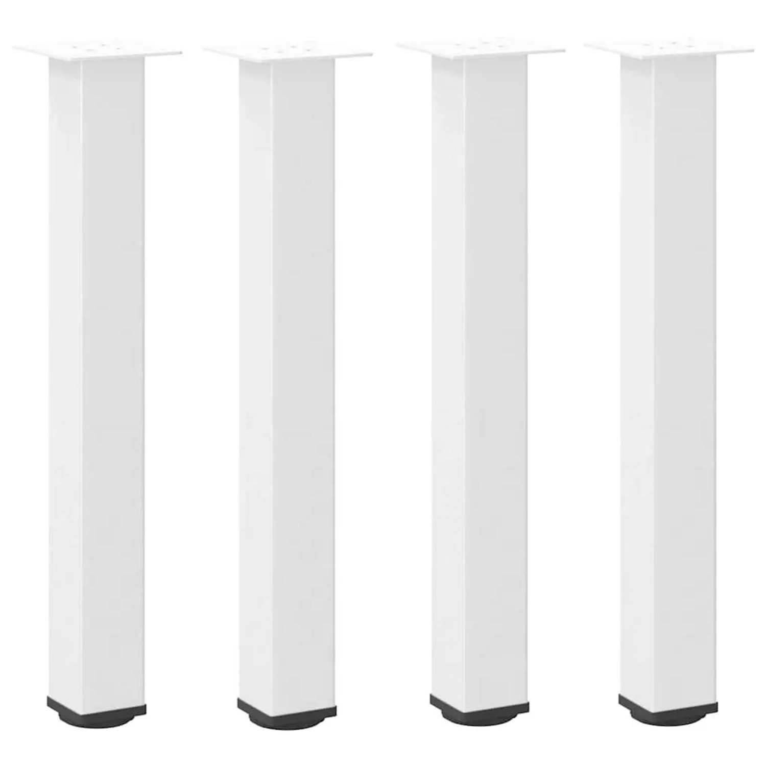 4er-Set weiße Konsolentischbeine aus Stahl, 72-74 cm hoch.