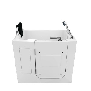 AquaVapore Sitzbadewanne mit Tür, 110x68cm, weiße Whirlpool-Badewanne mit Armaturen und Handbrause.