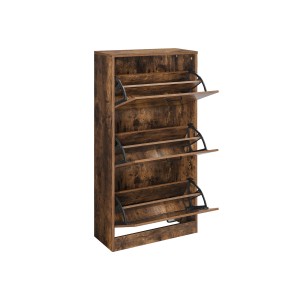Vasagle Schuhschrank in Braun mit 3 Fächern und Klappen für ca. 18 Paar Schuhe.