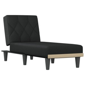 Schwarze vidaXL Chaiselongue aus Stoff, verstellbare Liege mit gesteppter Rückenlehne und Füßen.
