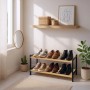 Relaxdays Schuhregal Bambus Natur Schwarz 2 Ebenen 33 cm x 70 cm x 26 cm 1,9 kg_3