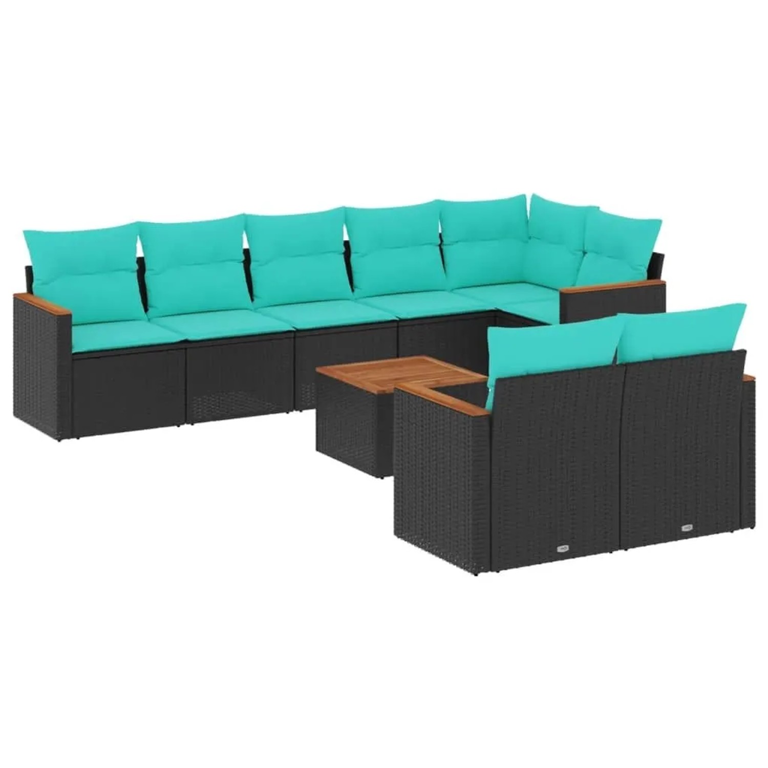 vidaXL 9-Tlg Gartensofa-Set mit Kissen Schwarz Polyrattan 3226155 günstig online kaufen